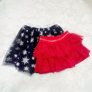 2 Piece Bundle Girls Skirts Size 6 Disney Frozen Holiday Sparkling Red